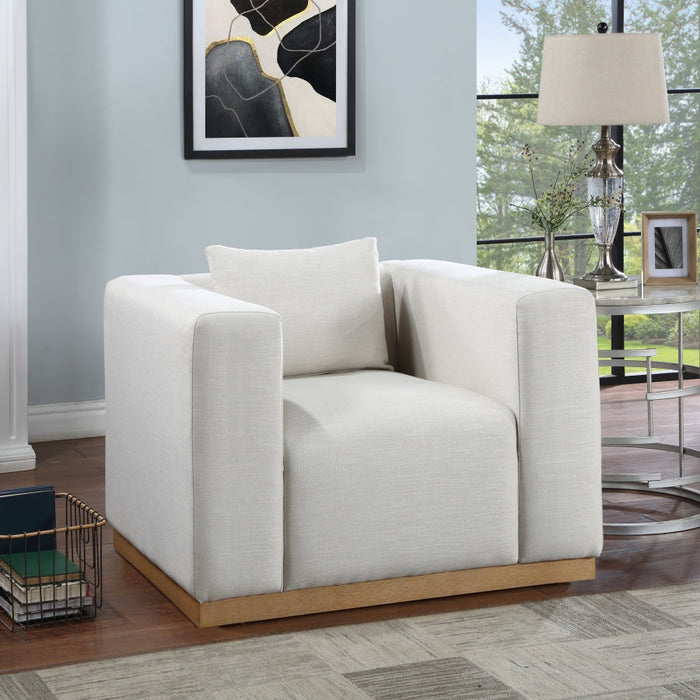 Cream Alfie Linen Textured Fabic Living Room Chair - 642Cream-C - Vega Furniture