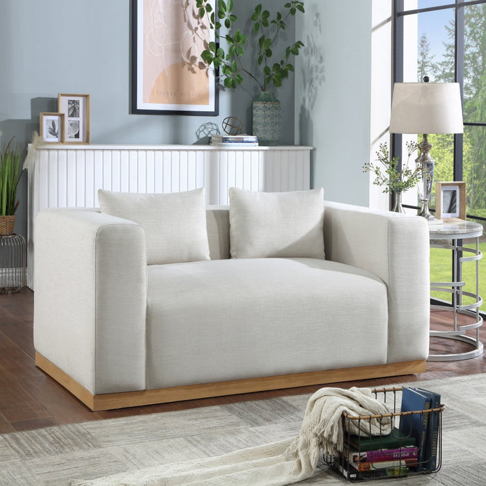 Cream Alfie Linen Textured Fabic Loveseat - 642Cream-L - Vega Furniture