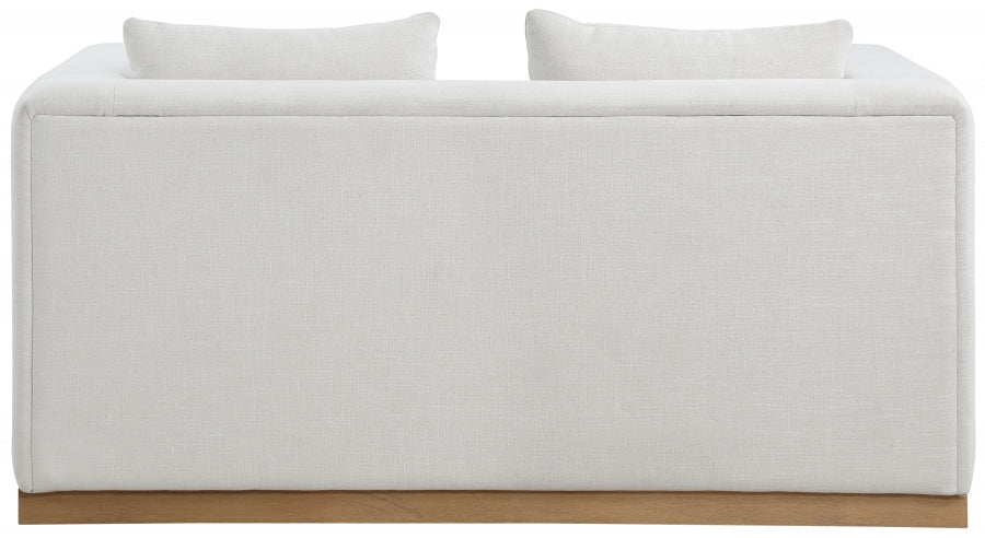 Cream Alfie Linen Textured Fabic Loveseat - 642Cream-L - Vega Furniture