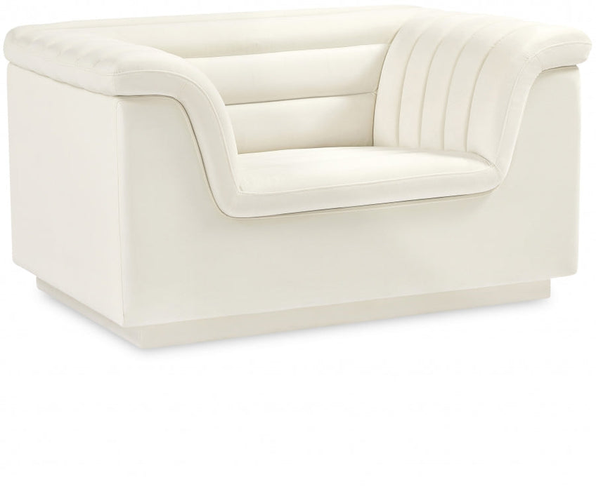 Cream Cascade Velvet Fabric Chair - 192Cream-C - Vega Furniture