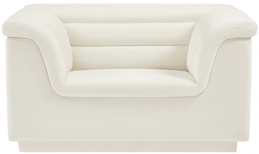 Cream Cascade Velvet Fabric Chair - 192Cream-C - Vega Furniture