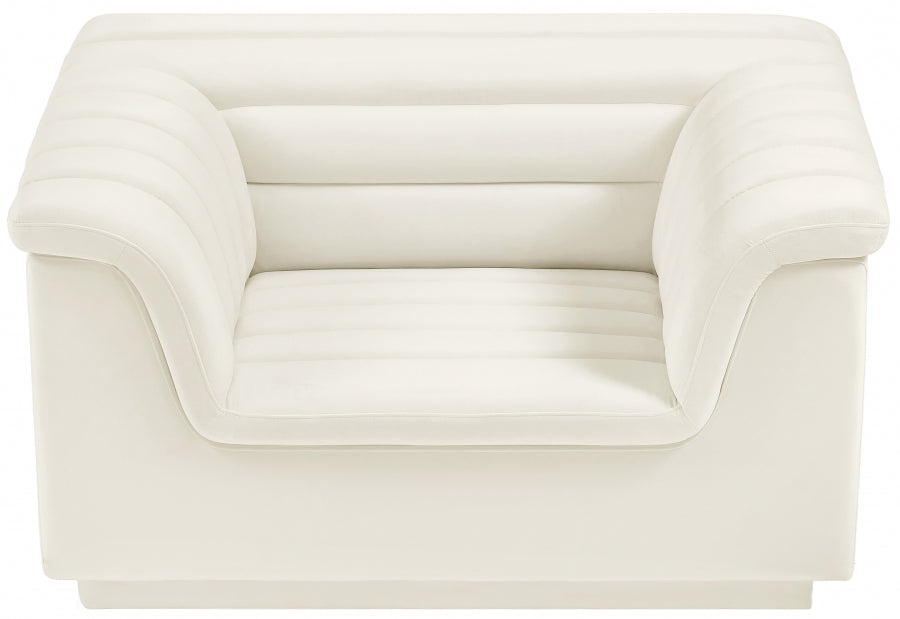 Cream Cascade Velvet Fabric Chair - 192Cream-C - Vega Furniture