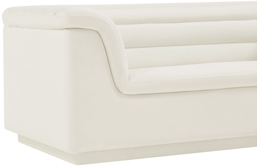 Cream Cascade Velvet Fabric Loveseat - 192Cream-L - Vega Furniture