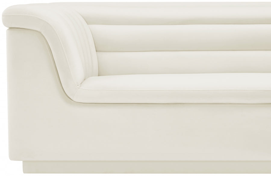 Cream Cascade Velvet Fabric Loveseat - 192Cream-L - Vega Furniture