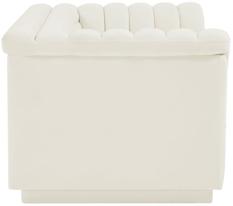 Cream Cascade Velvet Fabric Loveseat - 192Cream-L - Vega Furniture