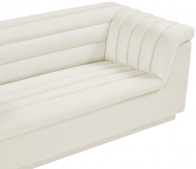 Cream Cascade Velvet Fabric Loveseat - 192Cream-L - Vega Furniture