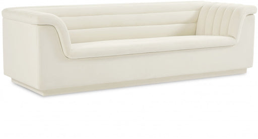 Cream Cascade Velvet Fabric Sofa - 192Cream-S - Vega Furniture