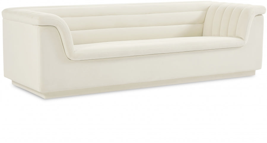 Cream Cascade Velvet Fabric Sofa - 192Cream-S - Vega Furniture