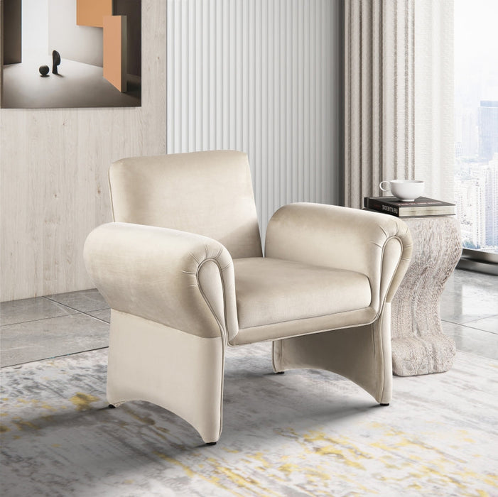 Cream Fleurette Velvet Accent Chair - 409Cream - Vega Furniture