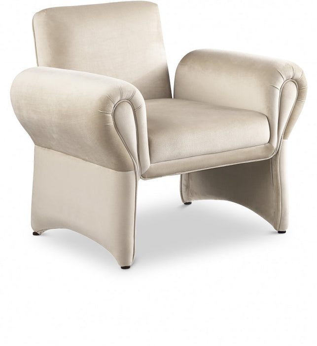 Cream Fleurette Velvet Accent Chair - 409Cream - Vega Furniture