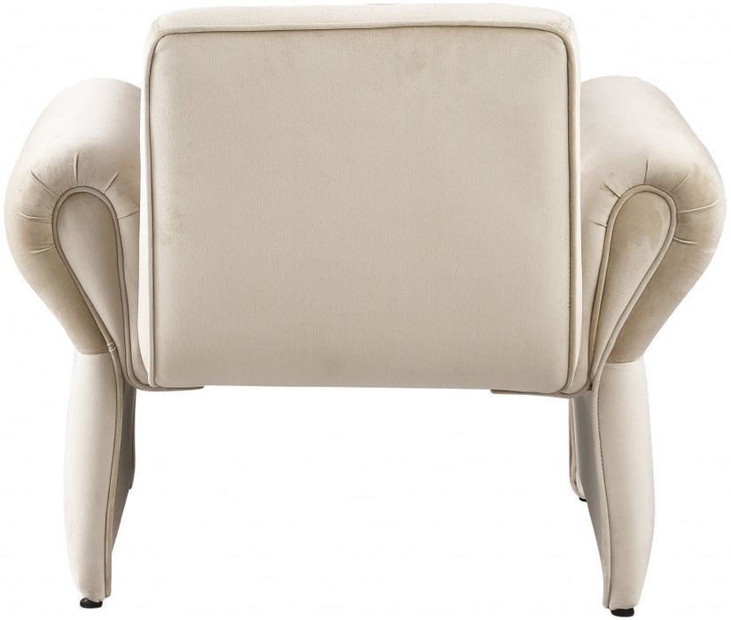 Cream Fleurette Velvet Accent Chair - 409Cream - Vega Furniture