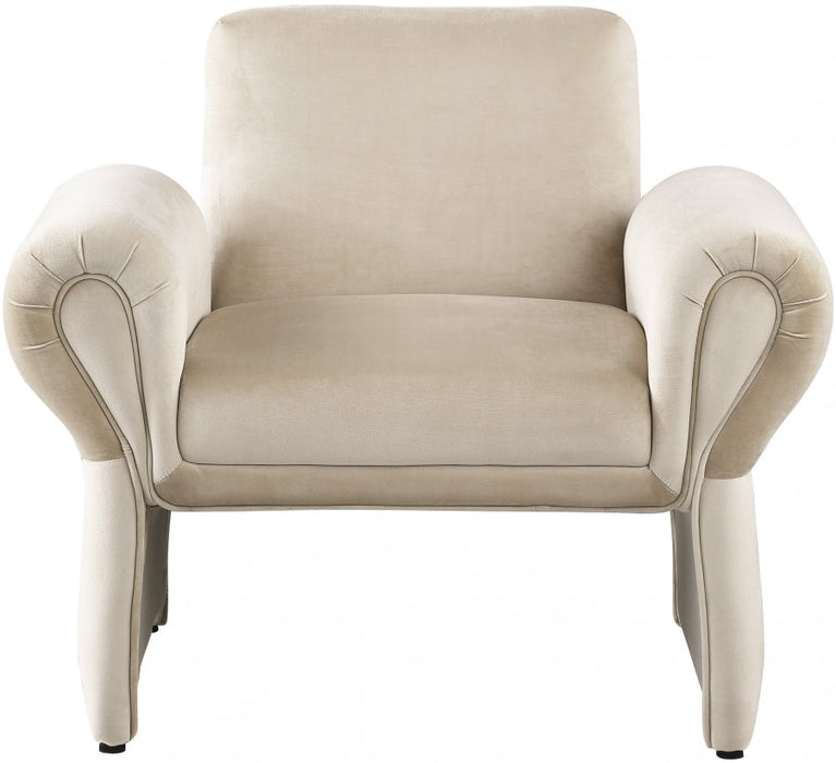 Cream Fleurette Velvet Accent Chair - 409Cream - Vega Furniture