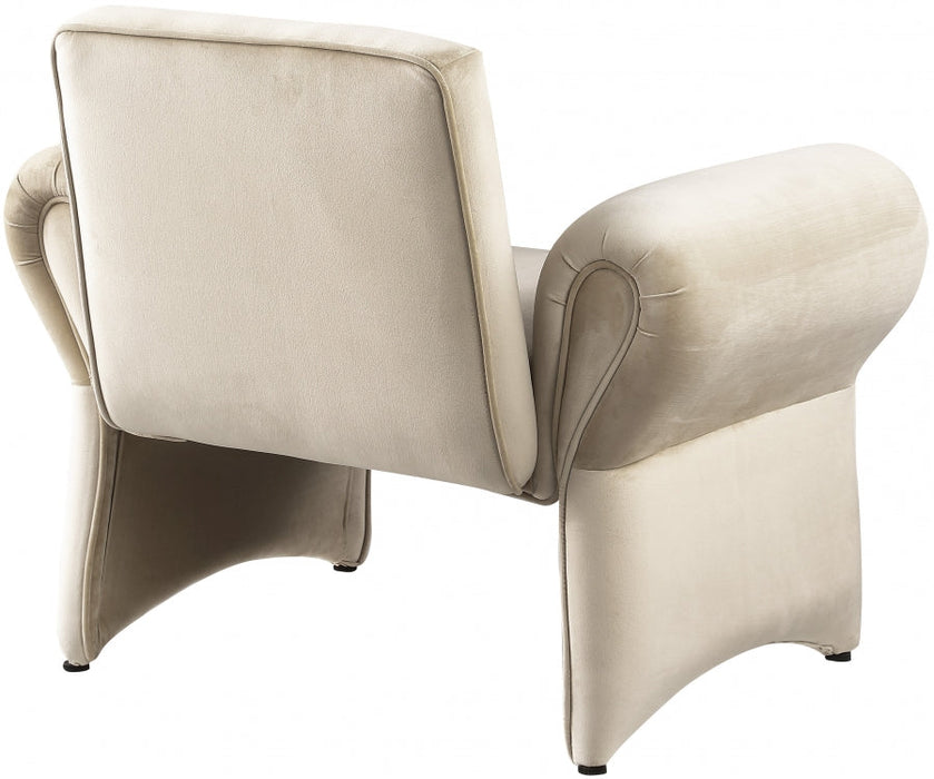 Cream Fleurette Velvet Accent Chair - 409Cream - Vega Furniture