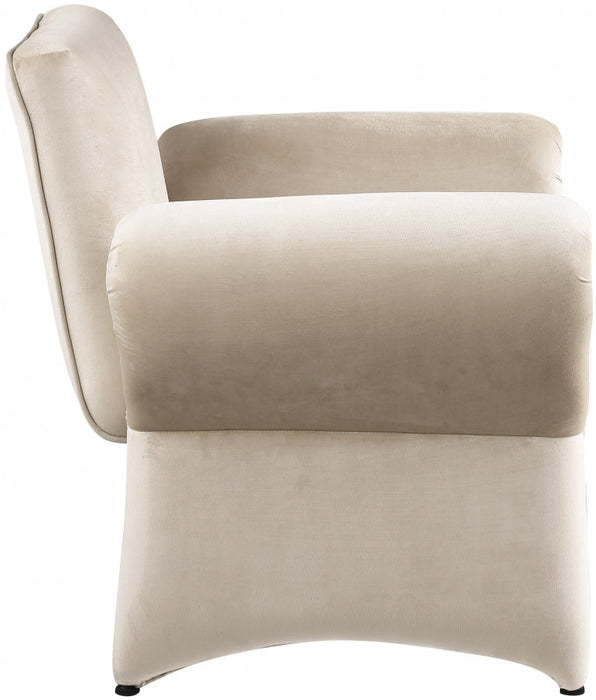 Cream Fleurette Velvet Accent Chair - 409Cream - Vega Furniture