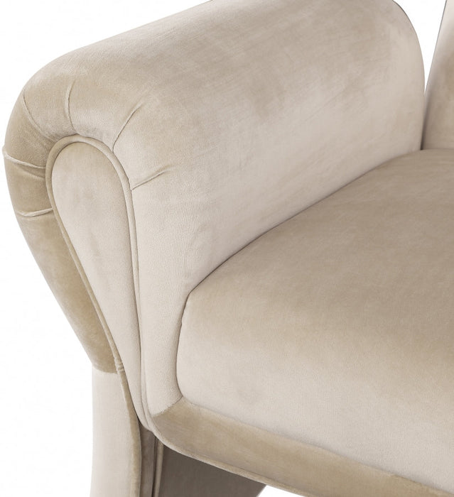 Cream Fleurette Velvet Accent Chair - 409Cream - Vega Furniture