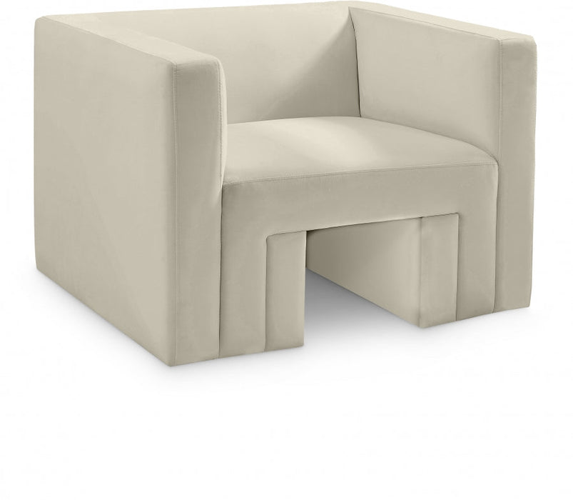 Cream Henson Velvet Chair - 665Cream-C - Vega Furniture