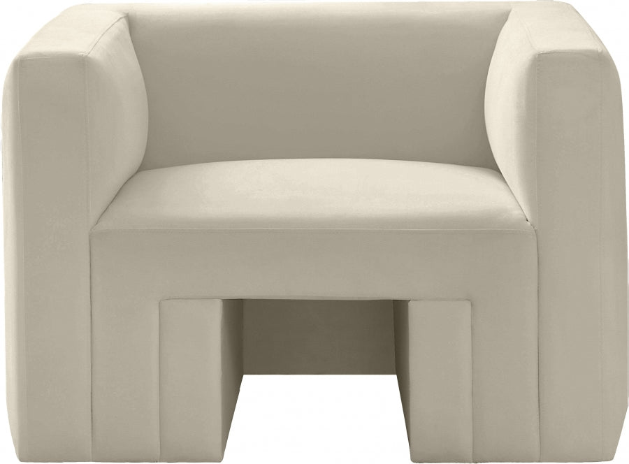 Cream Henson Velvet Chair - 665Cream-C - Vega Furniture