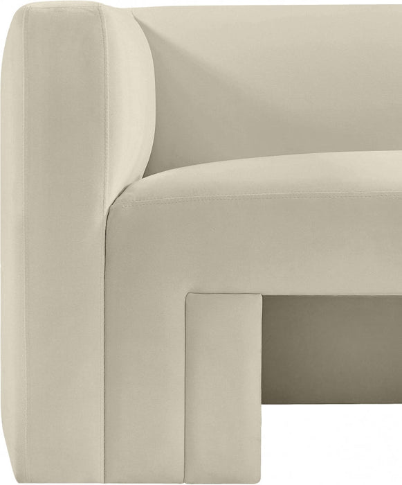 Cream Henson Velvet Loveseat - 665Cream-L - Vega Furniture