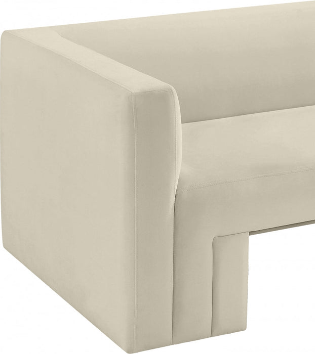 Cream Henson Velvet Loveseat - 665Cream-L - Vega Furniture