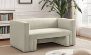 Cream Henson Velvet Loveseat - 665Cream-L - Vega Furniture