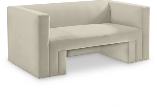 Cream Henson Velvet Loveseat - 665Cream-L - Vega Furniture