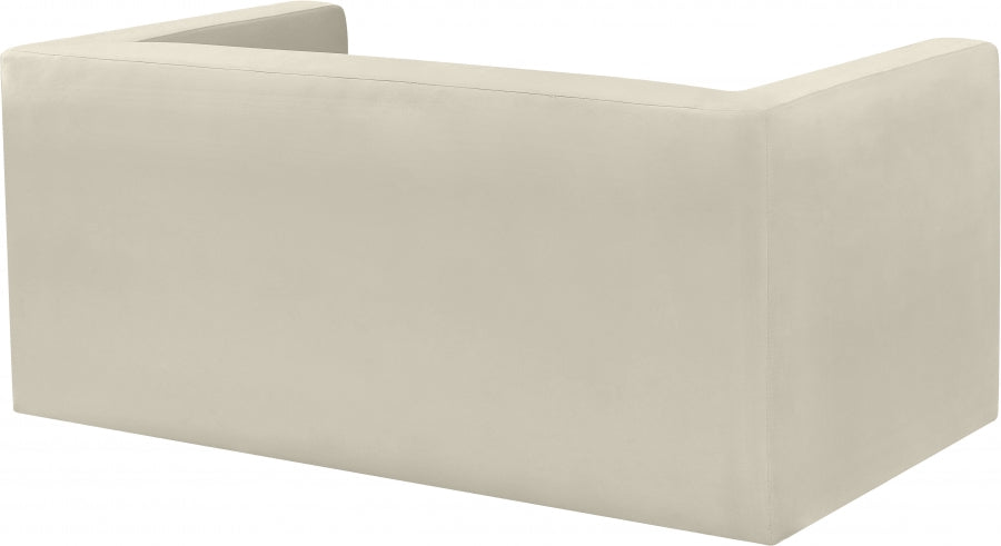 Cream Henson Velvet Loveseat - 665Cream-L - Vega Furniture