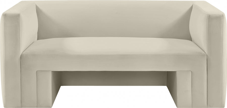 Cream Henson Velvet Loveseat - 665Cream-L - Vega Furniture