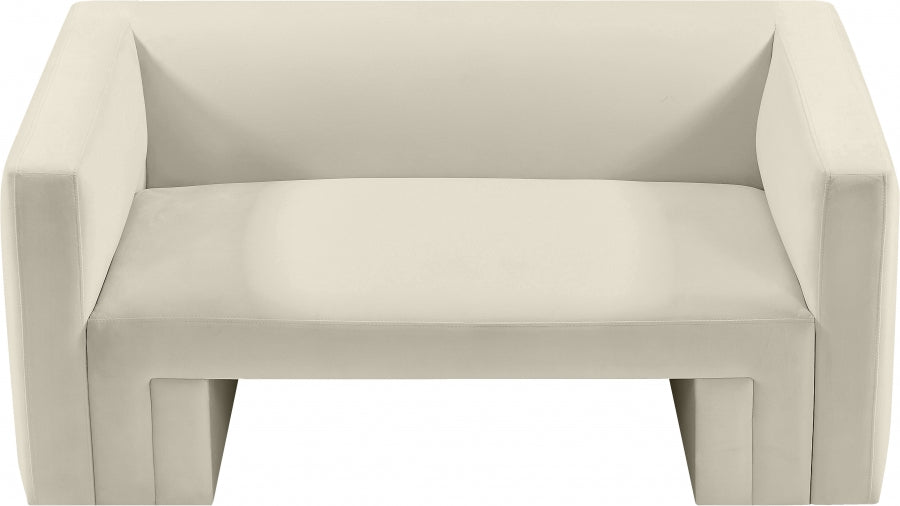 Cream Henson Velvet Loveseat - 665Cream-L - Vega Furniture