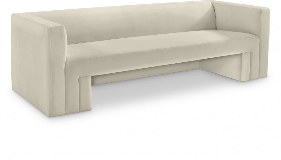 Cream Henson Velvet Sofa - 665Cream-S - Vega Furniture