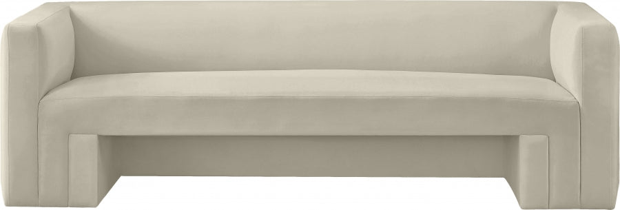 Cream Henson Velvet Sofa - 665Cream-S - Vega Furniture