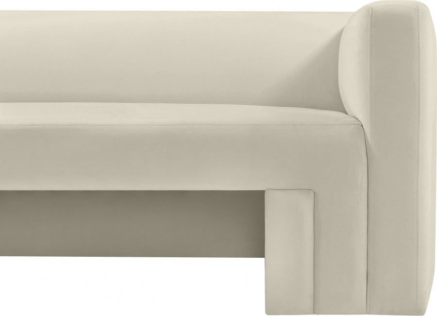 Cream Henson Velvet Sofa - 665Cream-S - Vega Furniture