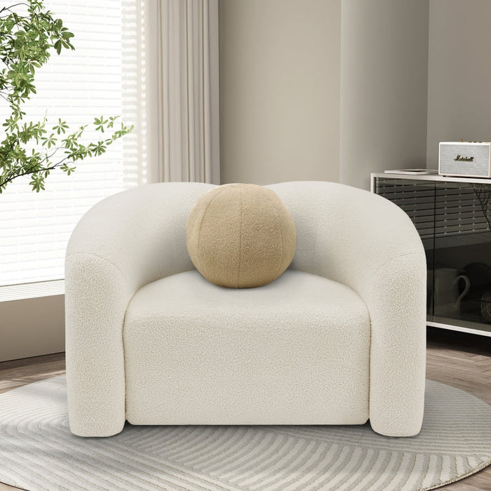 Cream Kali Faux Shearling Teddy Fabric Chair - 186Cream-C - Vega Furniture