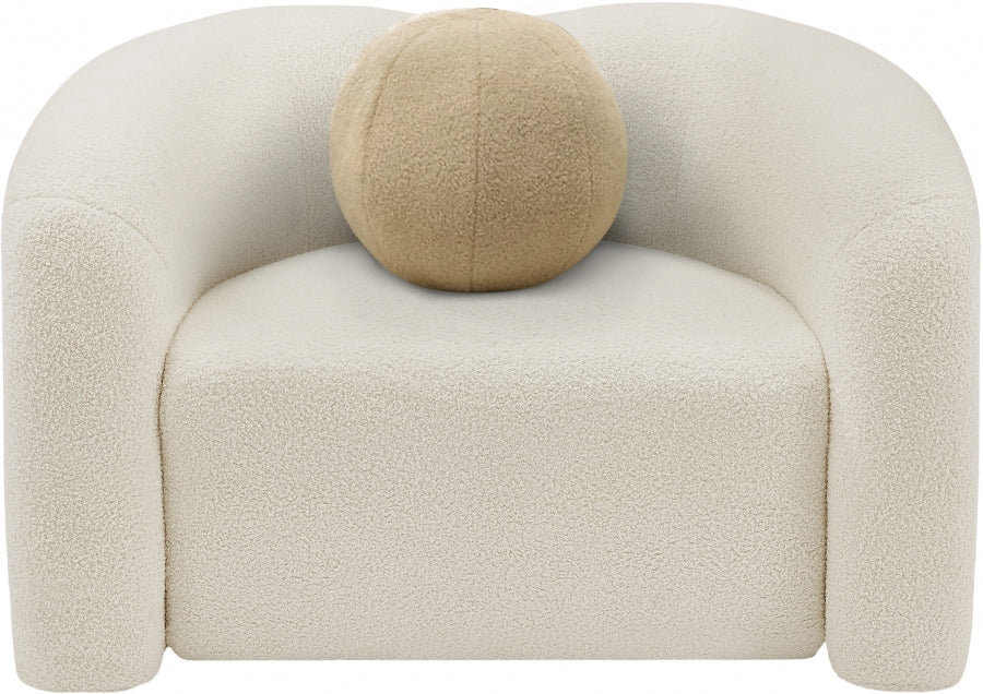 Cream Kali Faux Shearling Teddy Fabric Chair - 186Cream-C - Vega Furniture