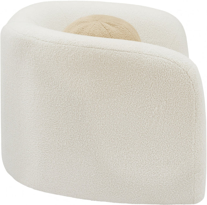 Cream Kali Faux Shearling Teddy Fabric Chair - 186Cream-C - Vega Furniture