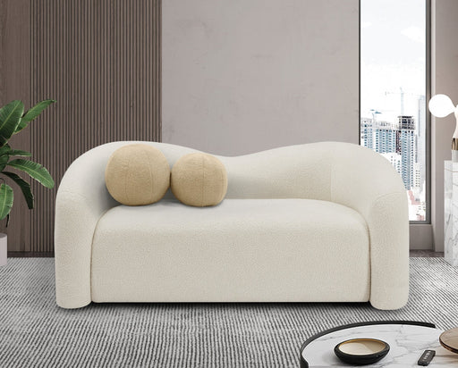 Cream Kali Faux Shearling Teddy Fabric Loveseat - 186Cream-L - Vega Furniture