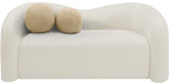 Cream Kali Faux Shearling Teddy Fabric Loveseat - 186Cream-L - Vega Furniture