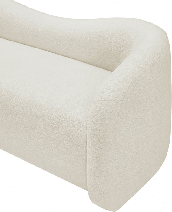 Cream Kali Faux Shearling Teddy Fabric Loveseat - 186Cream-L - Vega Furniture