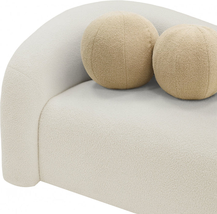 Cream Kali Faux Shearling Teddy Fabric Loveseat - 186Cream-L - Vega Furniture