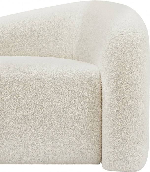 Cream Kali Faux Shearling Teddy Fabric Sofa - 186Cream-S - Vega Furniture