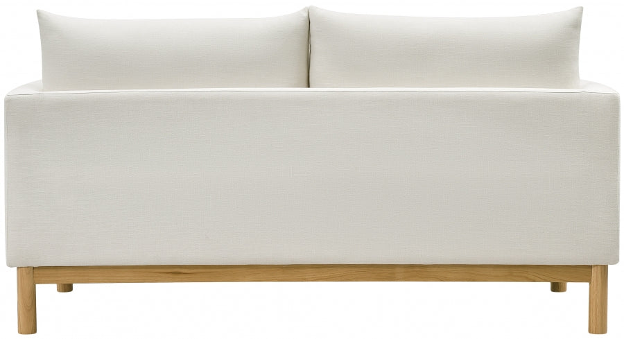 Cream Langham Linen Textured Fabric Loveseat - 157Cream-L - Vega Furniture