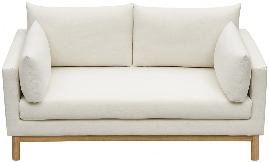 Cream Langham Linen Textured Fabric Loveseat - 157Cream-L - Vega Furniture