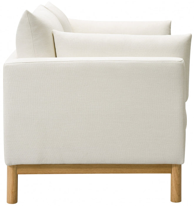 Cream Langham Linen Textured Fabric Loveseat - 157Cream-L - Vega Furniture