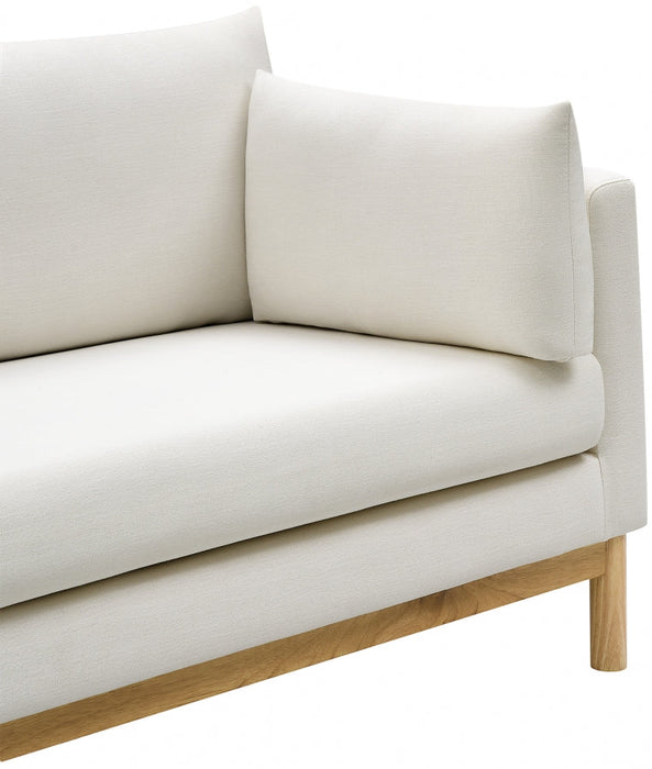 Cream Langham Linen Textured Fabric Loveseat - 157Cream-L - Vega Furniture