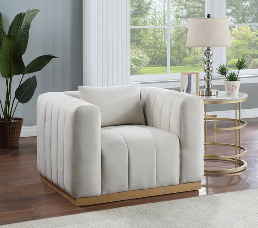 Cream Lucia Linen Textured Fabric Living Room Chair - 655Cream-C - Vega Furniture