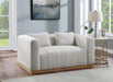 Cream Lucia Linen Textured Fabric Loveseat - 655Cream-L - Vega Furniture