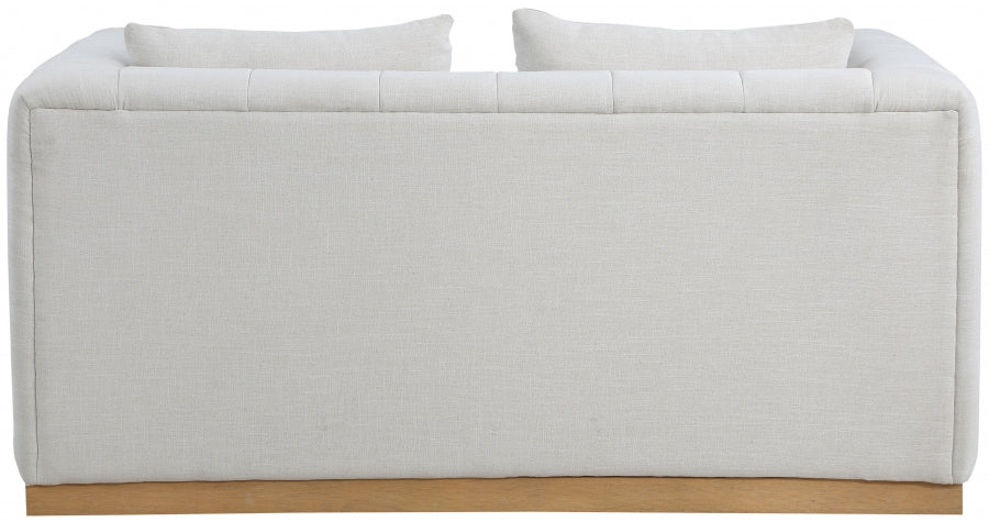 Cream Lucia Linen Textured Fabric Loveseat - 655Cream-L - Vega Furniture