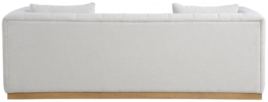 Cream Lucia Linen Textured Fabric Sofa - 655Cream-S - Vega Furniture