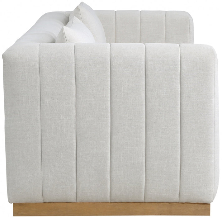 Cream Lucia Linen Textured Fabric Sofa - 655Cream-S - Vega Furniture