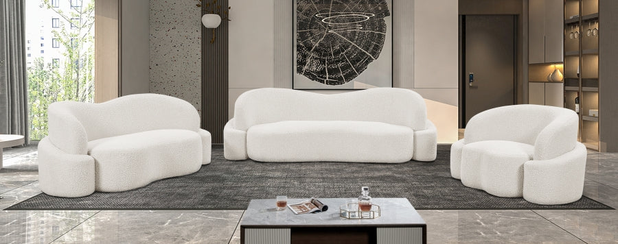Cream Principessa Boucle Fabric Living Room Chair - 108Cream-C - Vega Furniture