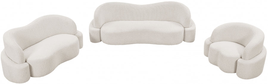 Cream Principessa Boucle Fabric Loveseat - 108Cream-L - Vega Furniture